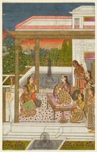 Una princesa con asistentes en una terraza, c. 1720-1730 de Unbekannt