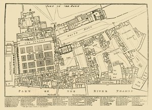 Una copia reducida del Plano del Palacio Real de Whitehall de Fisher, 1680, 1881 de Unbekannt