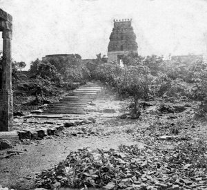 Un templo en ruinas cerca de Madrás, India, 1874 de Unbekannt