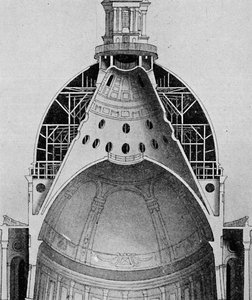Dibujo seccional de la gran cúpula de Sir Christopher Wren
