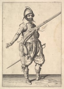 Un soldado de guardia liberando su mano derecha, de la serie Marksmen, placa 37, en Wapenhandeli de Unbekannt