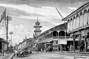 Una calle en Guayaquil, Ecuador, 1895 de Unbekannt