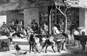 Un mercado de té en Japón, c1880