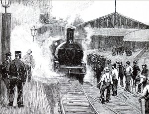 Un tren saliendo de la estación de tren de Plymouth
