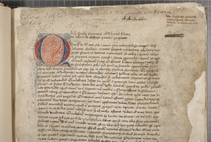 Transcripción, en tres manos, de las obras filosóficas de Marco Tulio Cicerón aparentemente tomadas de la editio romana de 1471, con marginalia en la mano de Archibald Whitelaw y otros, c.1480 de Unbekannt