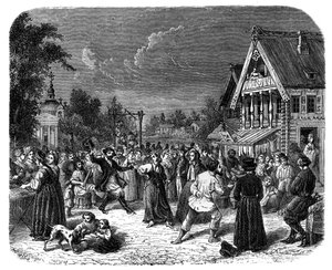 Una fiesta de pueblo en Rusia, c. 1890