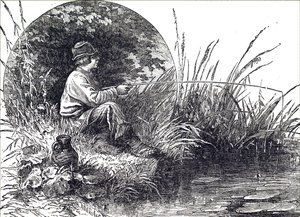 Un niño pescando de Unbekannt