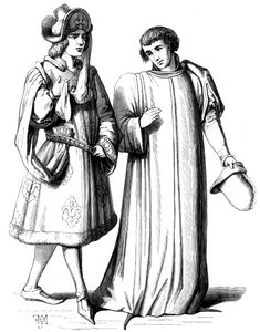 Un joven noble y un miembro de la burguesía, siglo XIV, 1849 de Unbekannt
