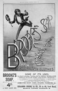 Anuncio de jabón Brookes Monkey Brand, 1889