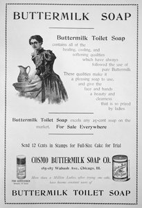 Anuncio de jabón de tocador Cosmo Buttermilk, 1894