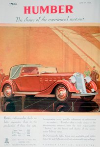 Anuncio de automóviles Humber, 1935 de Unbekannt