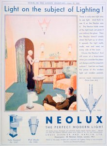 Anuncio de accesorios de luz Neolux, 1931 de Unbekannt