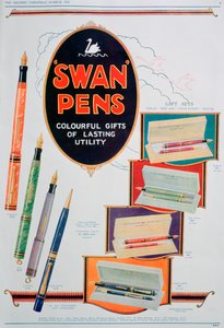 Anuncio de plumas Swan, 1928 de Unbekannt