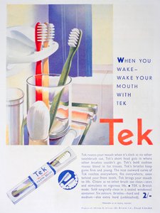 Anuncio de cepillos de dientes Tek, por Johnson y Johnson, 1931 de Unbekannt