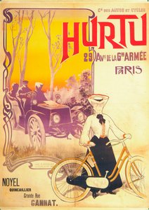 Anuncio de coches y bicicletas Hurtu, c1900s de Unbekannt