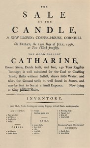 Anuncio de Venta por Vela en Lloyds, 1796, 1928 de Unbekannt