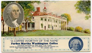 Tarjeta publicitaria para el café Forbes Martha Washington