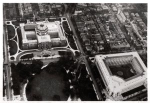 Vista aérea de la Biblioteca del Congreso, Washington DC, EE.UU., desde un zepelín de Unbekannt