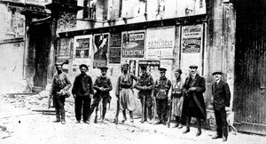 Cazador africano, dos Turcos y tres soldados británicos, Soissons, Francia, Primera Guerra Mundial, 1914 de Unbekannt