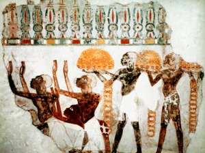 Africanos llevando oro, c1400 a.C. de Unbekannt