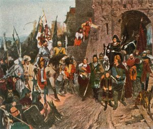 Agnes von Rosenberg rinde el castillo de su padre a los Husitas, 1426, 1936