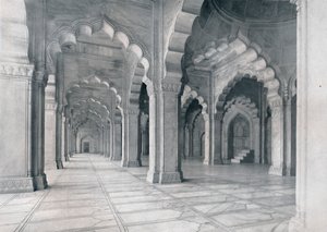 Agra. Interior de la Moti Musjid. Mezquita de Perla, c1910