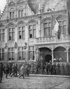 Alberto I de Bélgica y el presidente francés Poincare se reúnen en Veurne, Bélgica, 1 de noviembre de 1914