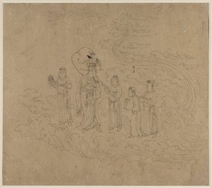 Álbum de temas taoístas y budistas: Procesión de deidades taoístas: Hoja 10, 1200s