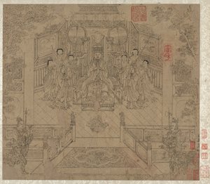 Álbum de Temas Daoístas y Budistas: Procesión de Deidades Daoístas: Hoja 1, 1200s de Unbekannt