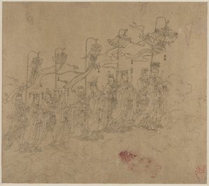 Álbum de temas taoístas y budistas: Procesión de deidades taoístas: Hoja 5, 1200s