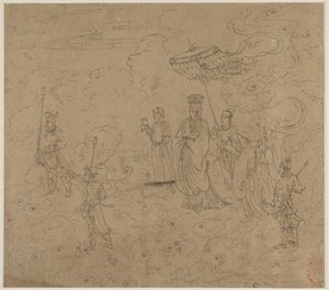 Álbum de temas taoístas y budistas: Procesión de deidades taoístas: Hoja 8, 1200s