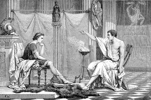 Alejandro Magno 356-323 a.C. de joven, escuchando a su tutor Aristóteles, c1875 de Unbekannt