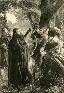 Alfredo el Grande, disfrazado de arpista, tocando ante Guthrum, 878, 1890 de Unbekannt