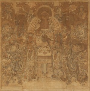Asamblea de Amitabha Buddha en el Paraíso Occidental, finales del siglo XVIII-principios del siglo XIX de Unbekannt