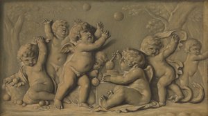 Amorini jugando uno de un par, 1770-90 de Unbekannt