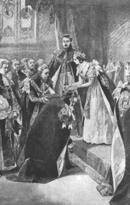 Una Investidura de la Orden de la Jarretera por la Reina Victoria, c1830s, 1901 de Unbekannt