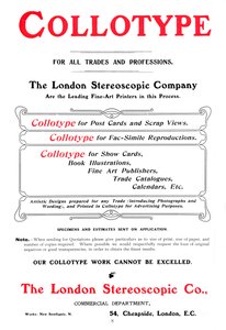 Un anuncio para el proceso de colotipia ofrecido por The London Stereoscopic Company, 1903