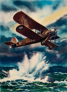 Impresión artística de un Fairey Swordfish hundiendo un submarino en el Mar del Norte, 1940 de Unbekannt