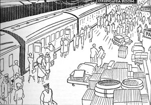 Una ilustración de una estación de tren de los años 1930, 1937 de Unbekannt