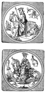 Cartas de juego antiguas: Rey y Reina, 1833 de Unbekannt