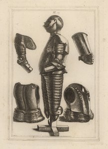 Antiguo traje de armadura brillante para John de Courcy, Conde de Ulster 1, y espaldar, guardabrazo, brazalete o brazal del Duque de Monmouth 2 de Unbekannt