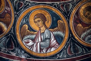 Medallón de ángel alrededor de Cristo y el Juicio Final (detalle) de Unbekannt