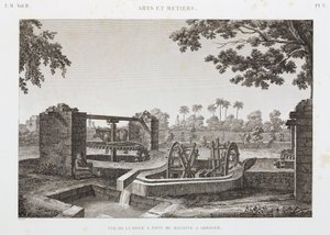 Rueda de poder animal y sistema de riego con cubo, Egipto, c. 1798 de Unbekannt