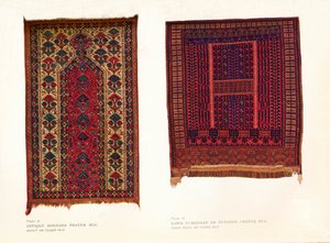 Alfombra de oración Bokhara antigua y alfombra de oración Sarik Turkoman o Punjdeh, c1920 de Unbekannt