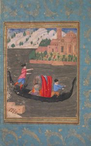 Escena acuática con tres hombres en una góndola, finales del siglo XVI-principios del siglo XVII de Unbekannt