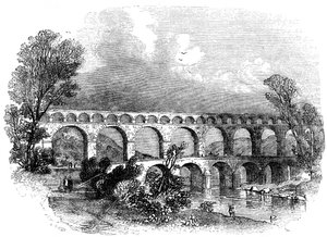 Acueducto de Nimes en el Pont du Gard, Francia, 1886