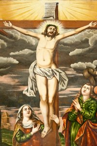 Iglesia Apostólica Armenia; Mural; escena del Nuevo Testamento; la crucifixión de Jesús; Catedral de Vank; Jolfa o Nueva Julfa; Isfahan; Irán; Asia de Unbekannt