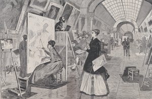 Estudiantes de arte y copistas en la Galería del Louvre, París Harper