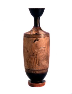 Artemisa con un cisne. Lekythos, fondo blanco