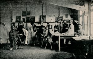 Artistas prisioneros de guerra en su estudio en Giessen, c1916 de Unbekannt